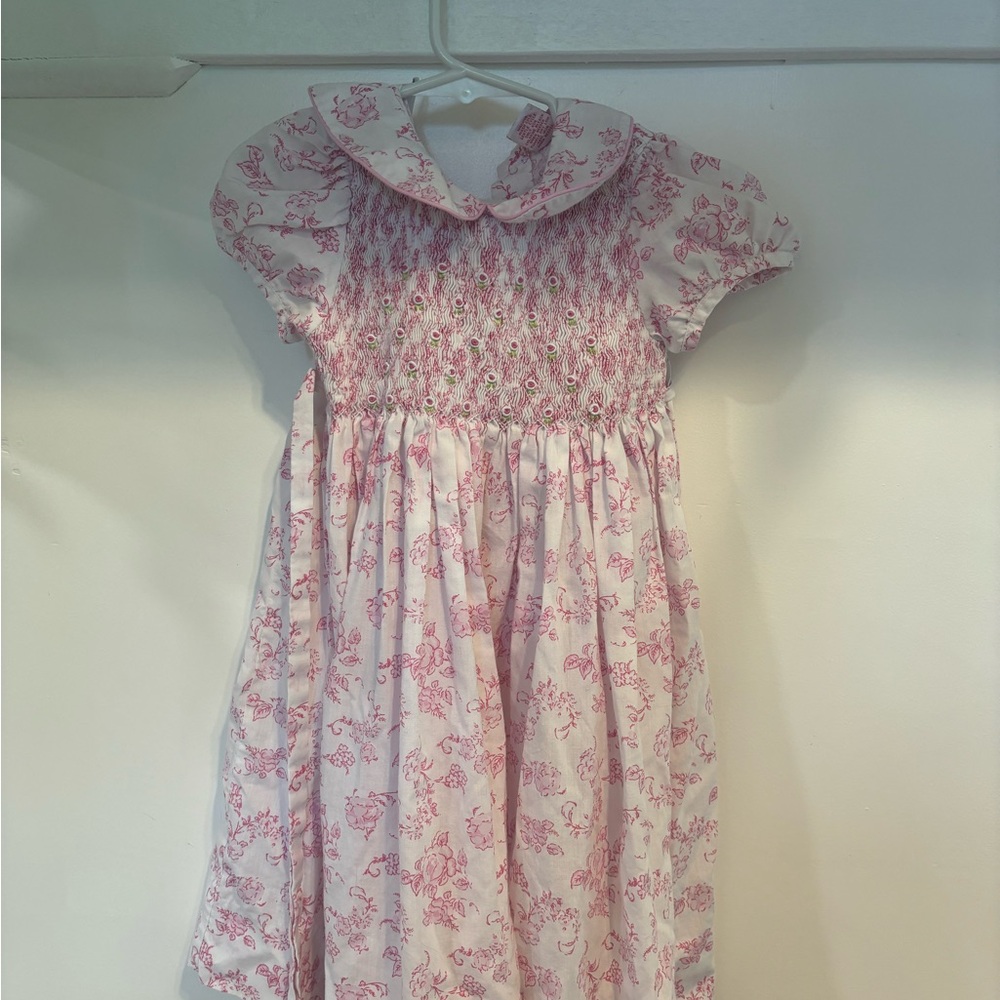 Pink Floral Smocked Dress